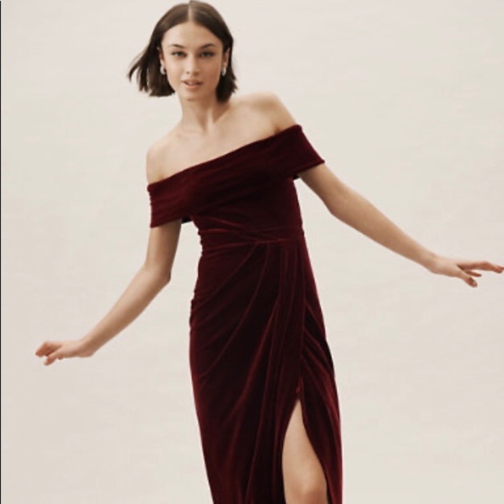BHLDN Edison Velvet Dress- Dark Berry